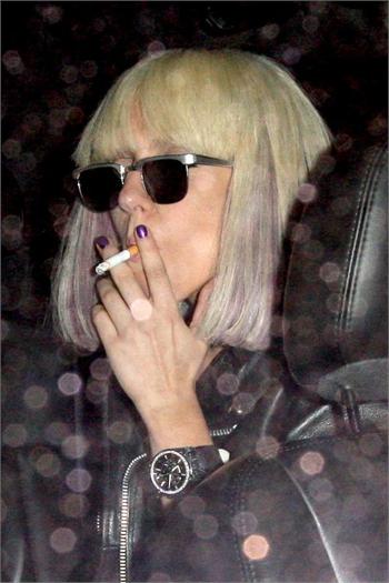 Lady Gaga spotted smoking