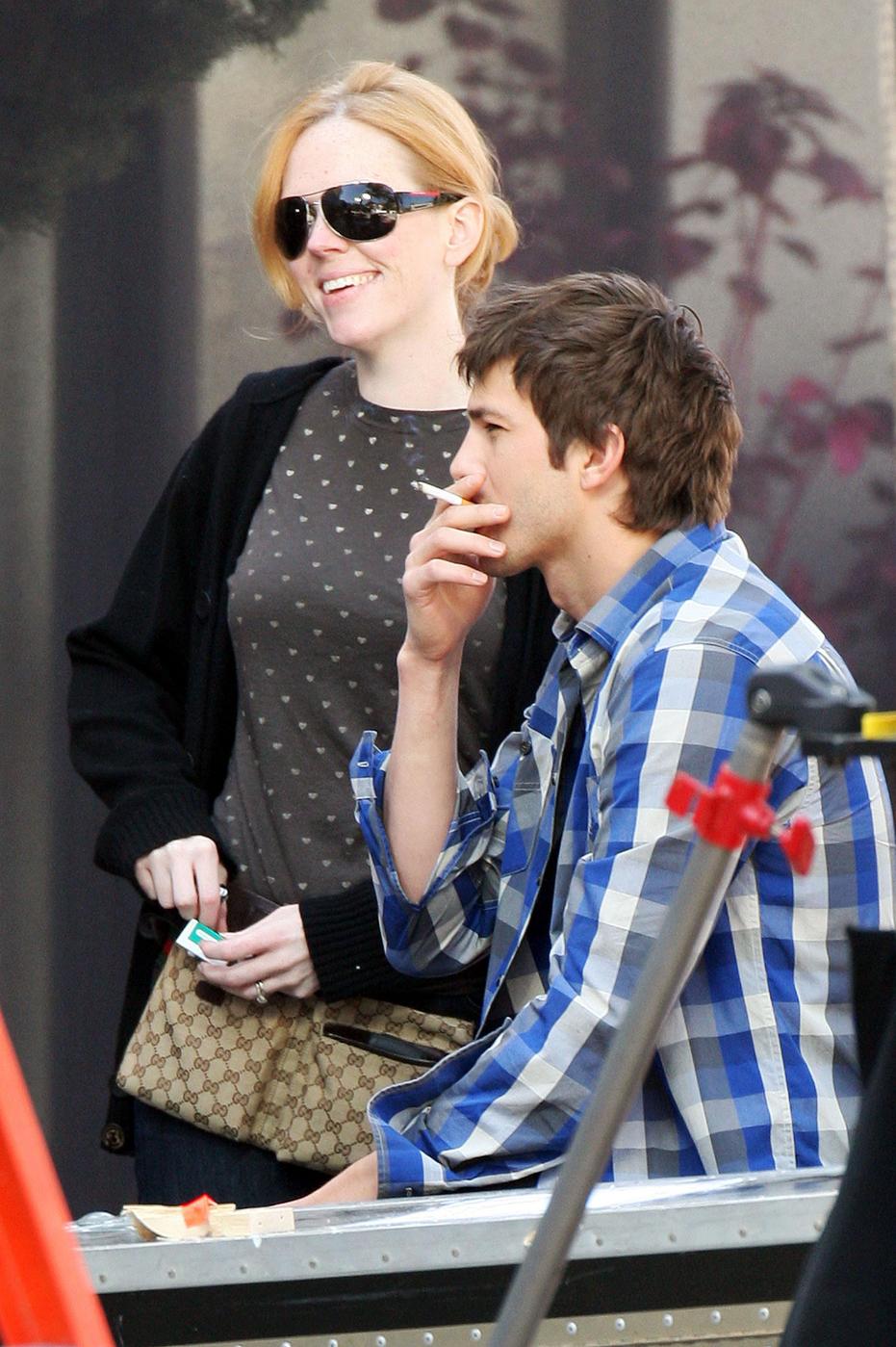 Ashton Kutcher spotted smoking