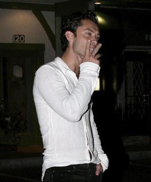 Jude Law spotted smoking