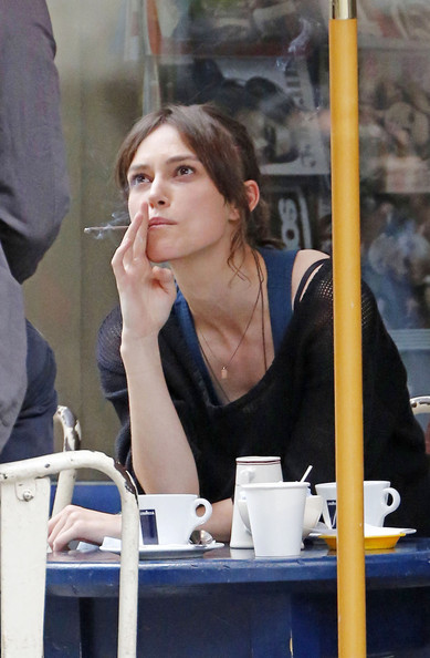 Keira Knightley spotted smoking