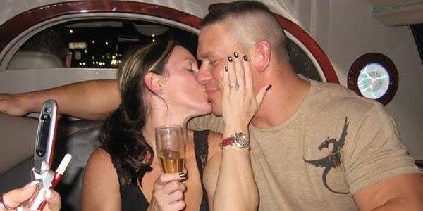 Elizabeth Huberdeau kissing John Cena