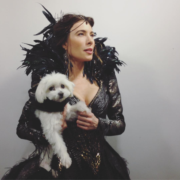 Jaime Murray with her dog